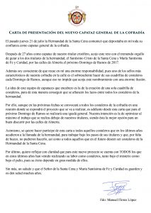 Carta de presentación del capataz general