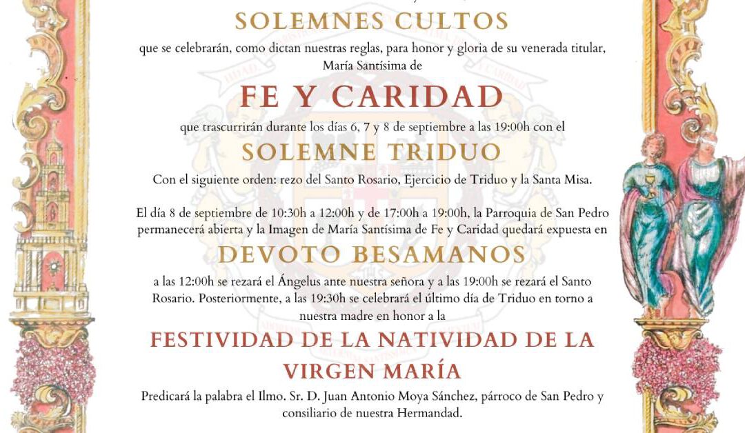 Solemne Triduo en honor a María Santísima de Fe y Caridad 2025