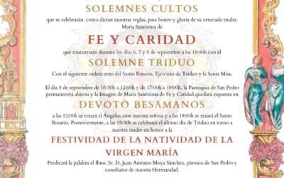 Solemne Triduo en honor a María Santísima de Fe y Caridad 2025